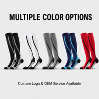 Chaussettes de sport à compression mi-hautes pour hommes, chaussettes de soutien élastiques tricotées, logo personnalisé OEM, couleur personnalisée pour la course à pied, la gym, les sports de plein air