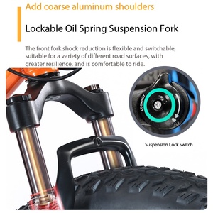 <span class=keywords><strong>Bicicleta</strong></span> Todoterreno para Adultos con Horquilla Delantera con Resorte de Aceite Bloqueable, Múltiples Opciones de Velocidad, <span class=keywords><strong>Bicicleta</strong></span> para Nieve y Playa para Terrenos Irregulares - Product Image 2