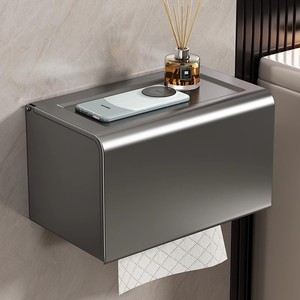 Bathroom Toilet Paper Holder Waterproof Aluminum <b>Wall</b> Mounted No Drill Rectangular Tissue <b>Box</b> <b>For</b> Hotel Use - Product Image 1