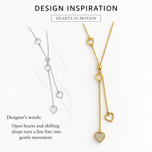 Collar Lariat de Acero Inoxidable Chapado en Oro al Vacío con Circonita Cúbica y Múltiples Corazones, con Cadena Ajustable - Product Image 4