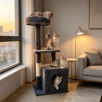 Arbre à chat en bois massif pour intérieur avec poteaux en sisal, extra large pour Maine Coon, fabrication professionnelle