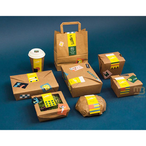 Boîte à lunch en papier kraft jetable Boîte à emporter pour restaurant léger Sandwich personnalisé Salade de fruits Bentos Boîte d'emballage alimentaire - Product Image 1