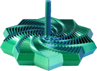 Jouet sensoriel anti-stress à feuilles variables imprimé en 3D, petit format, dégradé vert-bleu, à torsion et rotation