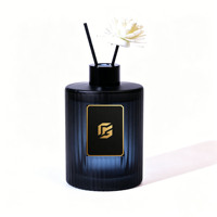En stock – Bouteille diffuseur à bâtonnets en verre de 200 ml avec bouchon, flacon vide en verre dépoli noir de luxe pour diffuseur d'huiles aromatiques