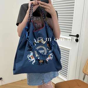 New Arrival Nylon <b>Embroidery</b> Shopping Bag Girls Handbag Fashion Cute Cartoon Shoulder Bag String Portable Below 20L Capacity - Product Image 6