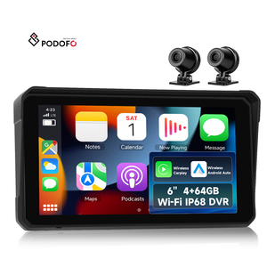 Podofo <strong>Android</strong> 4+64G <strong>6</strong>&quot; Portable Carplay Motorcycle Screen Wireless Carplay &amp; <strong>Android</strong> Auto BT DVR IP68 Waterproof IPS Stereo - Product Image 1