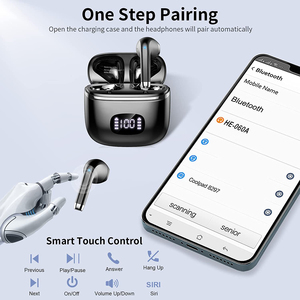Tai nghe không dây <span class=keywords><strong>Bluetooth</strong></span> 5.3 <span class=keywords><strong>v</strong></span>ới 4 micrô, đàm thoại rõ nét, chống nước, âm thanh nổi, màn hình hiển thị LED, kiểu đeo trong tai - Product Image 5