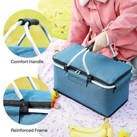 Panier de pique-nique isotherme pliable en gros d'usine, grande capacité, sacs fourre-tout portables à cadre en aluminium avec isolation thermique