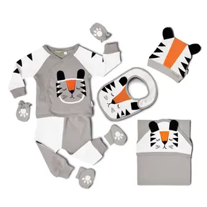 Оптовая продажа классные комплекты одежды для маленьких мальчиков с изображением тигра тепло удобные мягкие хлопковые комплекты одежды для малышей; Подарок для новорожденных; Модный комплект одежды для маленьких мальчиков товары в возрасте 0-3 месяцев
