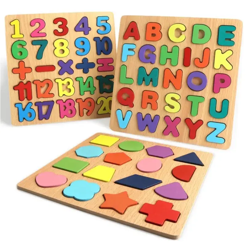 Free Sample Wooden Alphabet Puzzle ABC Carta e Número Puzzles para Crianças Pré-escolar Aprendizagem Brinquedos para Crianças Puzzle Gift