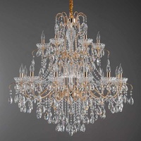 Grand lustre en verre doré rétro de luxe, LED à économie d'énergie, dimmable, pour hôtel, maison, escalier, villa, décoration, luminaire suspendu