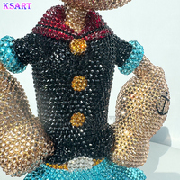 Figurine en résine Popeye peinte à la main, incrustée de diamants colorés, pour la décoration de la maison