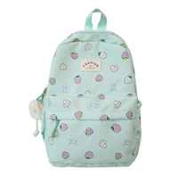 Sac à dos unisexe pour collégiens, décontracté, imprimé fraises, en polyester imperméable, souple, style campus pour filles, idéal pour les voyages