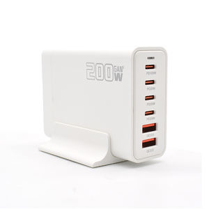 Vente en gros Hub de station de charge <span class=keywords><strong>USB</strong></span>-C à 6 ports 200W GaN III Chargeur rapide <span class=keywords><strong>USB</strong></span>-C PD 65W Chargeur de bureau pour téléphones mobiles QC3.0 - Product Image 6