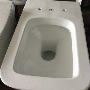 Nouvel Arrivage <span class=keywords><strong>WC</strong></span> Mural Moderne Allongé Deux Pièces à Siphon en P, Céramique Blanche, à Chasse Directe, Sans Revers, Facile à Nettoyer - Product Image 3