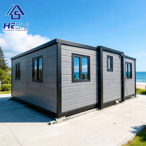 HESHi Modern Prefab Container House Rectangle Living Modular Home Gray Exterior With Windows - Product Image 1