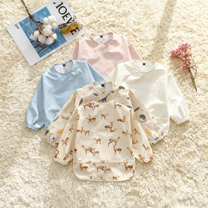 ผ้ากันเปื้อนเด็กพิมพ์ลายการ์ตูนแขนยาวสำหรับเด็กทารกชายและหญิง ผ้ากันเปื้อนเด็กแสนสบายพร้อมกระดุมปิดสำหรับการให้อาหาร - Product Image 2