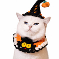 Accessoires amusants pour animaux de compagnie pour Halloween, collier décoratif pour chat en fil crocheté à la main, foulard pour chien, chapeau de sorcière pour la vente en gros