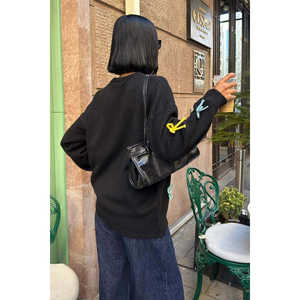 โซเบ คัลเลอร์ฟูล โบว์เสื้อสเวตเตอร์ถักผู้หญิงแขนยาวลำลองป้องกันขนร่วง 14 Gg สีดำ - Product Image 6