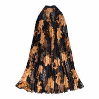 Robe vintage haut de gamme imprimée de fleurs végétales, taille empire, infroissable, plissée, coupe trapèze, pour l'été, style Europe, Amérique, Afrique du Sud