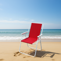 Chaise de camping inclinable portable d'extérieur avec accoudoirs, respirante, légère, pliable, chaise à ressort, chaise de plage haute pour le dos
