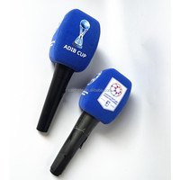 Mousses pour micro de télévision en Arabie Saoudite avec logo de chaîne imprimé, couvre-micro en mousse pour interview en extérieur, mousse floquée en polyuréthane