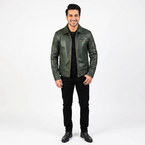 High Quality <b>Men's</b> British Fashion PU <b>Leather</b> <b>Jacket</b> Top Fitted Black Style <b>jacket</b> for <b>men</b> - Product Image 1
