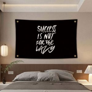 Venta al por mayor de fábrica: Banderas de tela premium de 90x150cm (3x5 pies) con sublimación de tinta - El éxito no es para los perezosos - Product Image 4