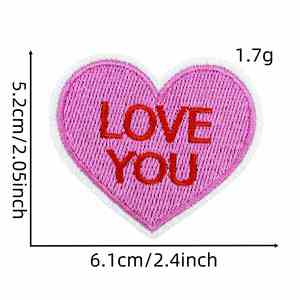 Stock 5.2*6.1cm Iron on Embroidered Heart With Words Valentine Patch for <b>Hat</b> <b>Bag</b> Decoration - Product Image 3