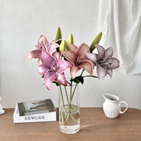 Großhandel Lebensechte Einzelstiel 50cm 2-Köpfige 3D Künstliche Lilie Kunstblume für Blumenarrangements Heim Hochzeit Party Dekoration
