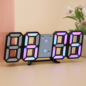 ネオンアナログデジタル3D LED 9.25インチ RGB カラフルアラーム壁掛け温度時計 デスク/テーブル日付表示 調光機能付き ホーム寝室装飾 - Product Image 6