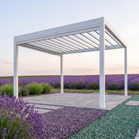 Pérgola Bioclimática Motorizada Automática de Aleación de Aluminio con Luces LED, Techo de Láminas Impermeable, Gazebo para Jardín Lcy Lcy0001
