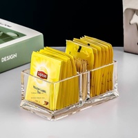 Boîte de rangement rectangulaire en plastique pour hôtel, multifonctionnelle, design quadrillé, pour sachets de café et de thé, cartes de visite, style moderne, vente chaude