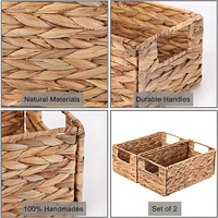 Panier de rangement rectangulaire tressé à la main en rotin PP pour salle de bain, organisateur de bacs de rangement, panier pour réservoir de toilettes