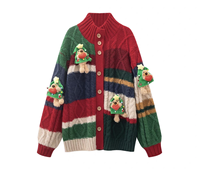 Cardigans d'hiver décontractés et amusants pour femmes, en polyester/coton tricoté, respirants, anti-plis, séchage rapide, vente en gros personnalisée