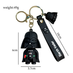 Porte-clés 3D mignon de dessin animé <span class=keywords><strong>Star</strong></span> <span class=keywords><strong>Wars</strong></span>, samouraï noir <span class=keywords><strong>Yoda</strong></span> en PVC, pour couple, sac, pendentif de voiture exquis, porte-clés - Product Image 5
