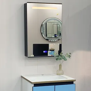 制造现代发光二极管照明浴镜壁挂安装梳妆台胶合板浴室镜柜