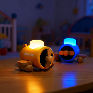 Veilleuse créative en bois en forme d'avion, 3 modes d'éclairage, lampe <span class=keywords><strong>de</strong></span> chevet rechargeable pour la décoration intérieure - Product Image 5