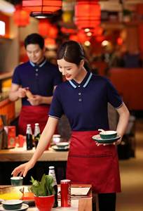 库存办公室t恤男士马球红色衬衫服装餐厅员工制服女士马球 - Product Image 4