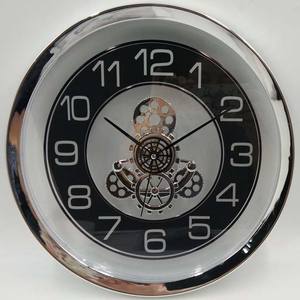 電気メッキフレームブラック13インチヴィンテージギアプラスチック装飾壁掛け時計 - Product Image 2