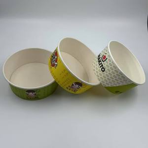 Vente en gros de bols à salade jetables avec impression personnalisée pour emballage alimentaire bol en papier blanc kraft avec couvercle - Product Image 1