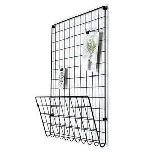 Home and Office Hanging <strong>Wall</strong> Organizer Matte Black Iron Photo Display <strong>Wall</strong> <strong>Grid</strong> - Product Image 1