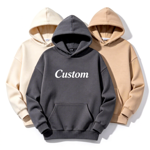 Sweat à capuche personnalisé OEM ODM avec logo brodé, en coton 100% premium, tissu French Terry, tendance, coupe oversize, streetwear, vente en gros - Product Image 1