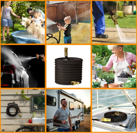 Tuyau d'arrosage de jardin en polyester léger de 30 m, flexible, anti-plis, pliable, haute pression, plat, protection anti-UV, durable