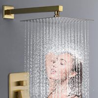 Robinetterie de douche encastrée murale, système de douche à effet pluie doré, ensemble de robinetterie de bain et de douche, robinetterie en laiton carrée moderne en céramique