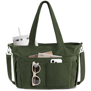 Sac à dos Bible pour l'école et les voyages avec porte-gobelet 40oz, sac à bandoulière pour ordinateur portable, sac fourre-tout en velours côtelé pour femme, léger, pour enseignante, infirmière - Product Image 1