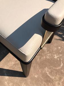 Luxury Eco-Friendly Durable Art Deco Leather <b>Upholstered</b> Dining <b>Chair</b> Brass Metal Accents Modern Design for Home Outdoor Use - Product Image 2