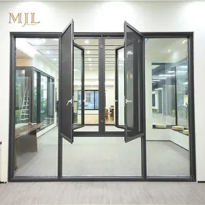 MJL फ्रेंच खिड़कियां डिजाइन डबल ग्लेज़िंग ऊर्जा की बचत एल्यूमीनियम ख़िड़की कांच की खिड़की