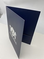 Carpeta de Documentos Personalizada para Oficina, Color Azul Marino, con Logotipo Plateado Estampado en Caliente