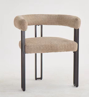 Fauteuil de salle à manger en tissu Boucle KD 3 pieds Beige crème Meilleur fauteuil de salle à manger avec revêtement doux au toucher